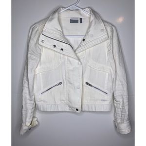 Athleta Sahara White Linen Zip Jacket Womens XS